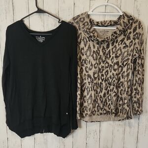 🥳Neon Buddha Leopard Top + Black Ruffle Hem Bundle | Casual Everyday | S / XS